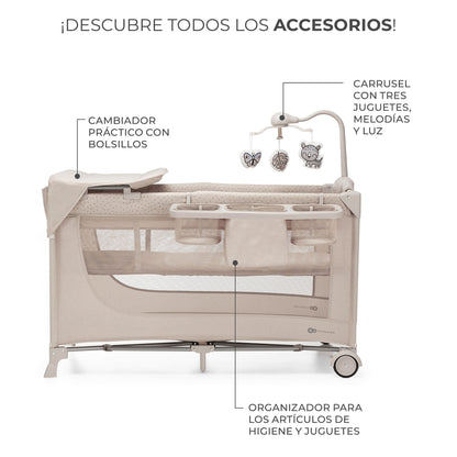 Kinderkraft - Cuna de viaje 3en1 multifunción JOY 2 con Accesorios - Plegado fácil y rápido