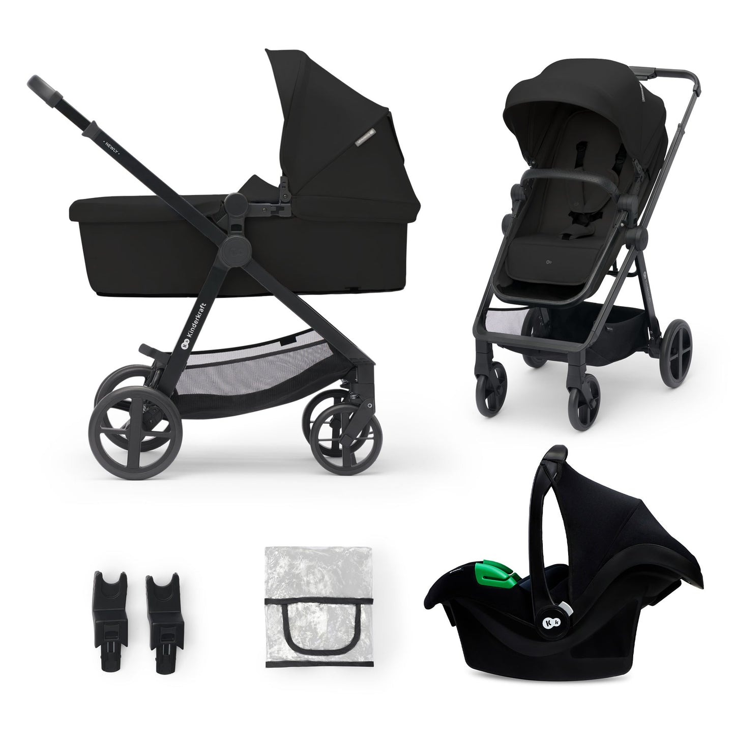 Kinderkraft NEWLY Carrito bebe 3 en 1, I-Size, Silla De Paseo, Ligera, Cochecito 3 Piezas, Plegable, hasta 22 kg