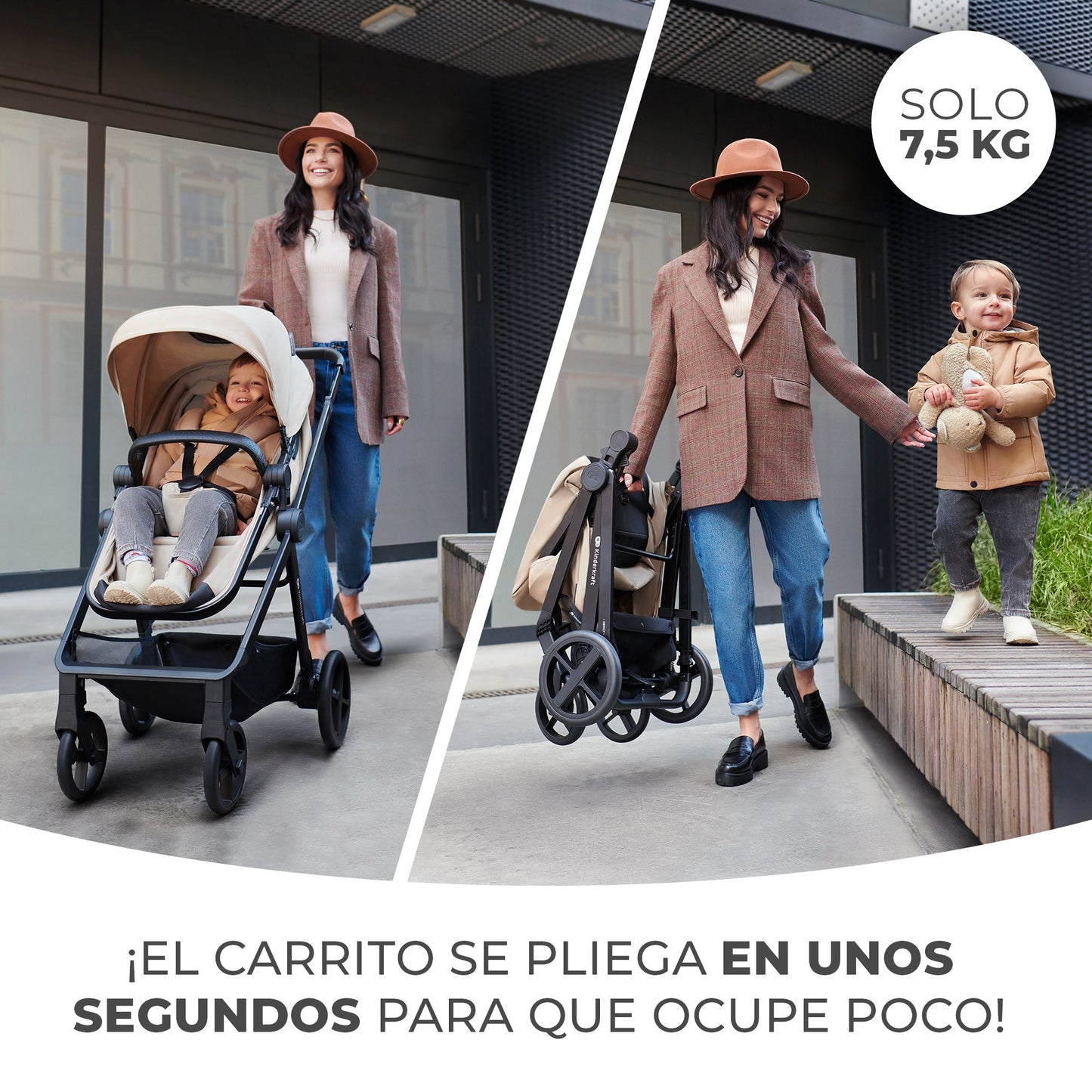 Kinderkraft - Carrito bebe NEWLY 4 en 1 con Mink Pro I-Size y Base Isofix, Ligera 3 Piezas hasta 22 kg