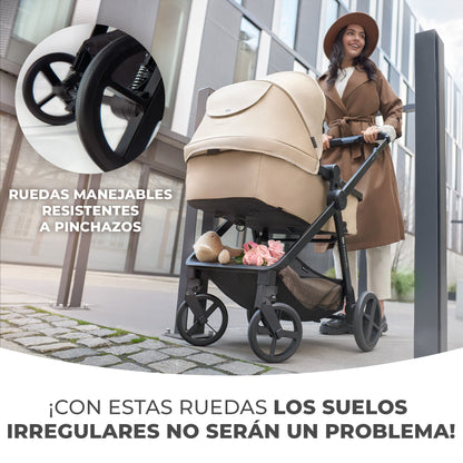 Kinderkraft - Carrito bebe NEWLY 4 en 1 con Mink Pro I-Size y Base Isofix, Ligera 3 Piezas hasta 22 kg