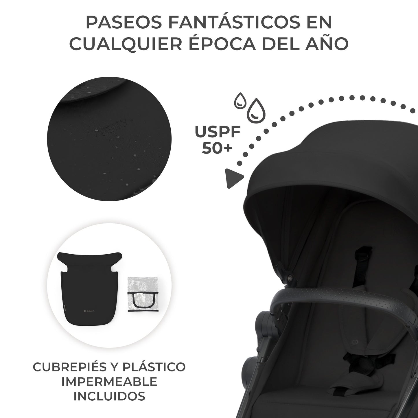 Kinderkraft - Carrito bebe NEWLY 4 en 1 con Mink Pro I-Size y Base Isofix, Ligera 3 Piezas hasta 22 kg