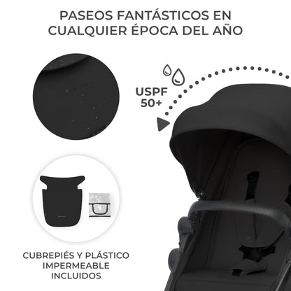 Kinderkraft - Carrito bebe NEWLY 4 en 1 con Mink Pro I-Size y Base Isofix, Ligera 3 Piezas hasta 22 kg