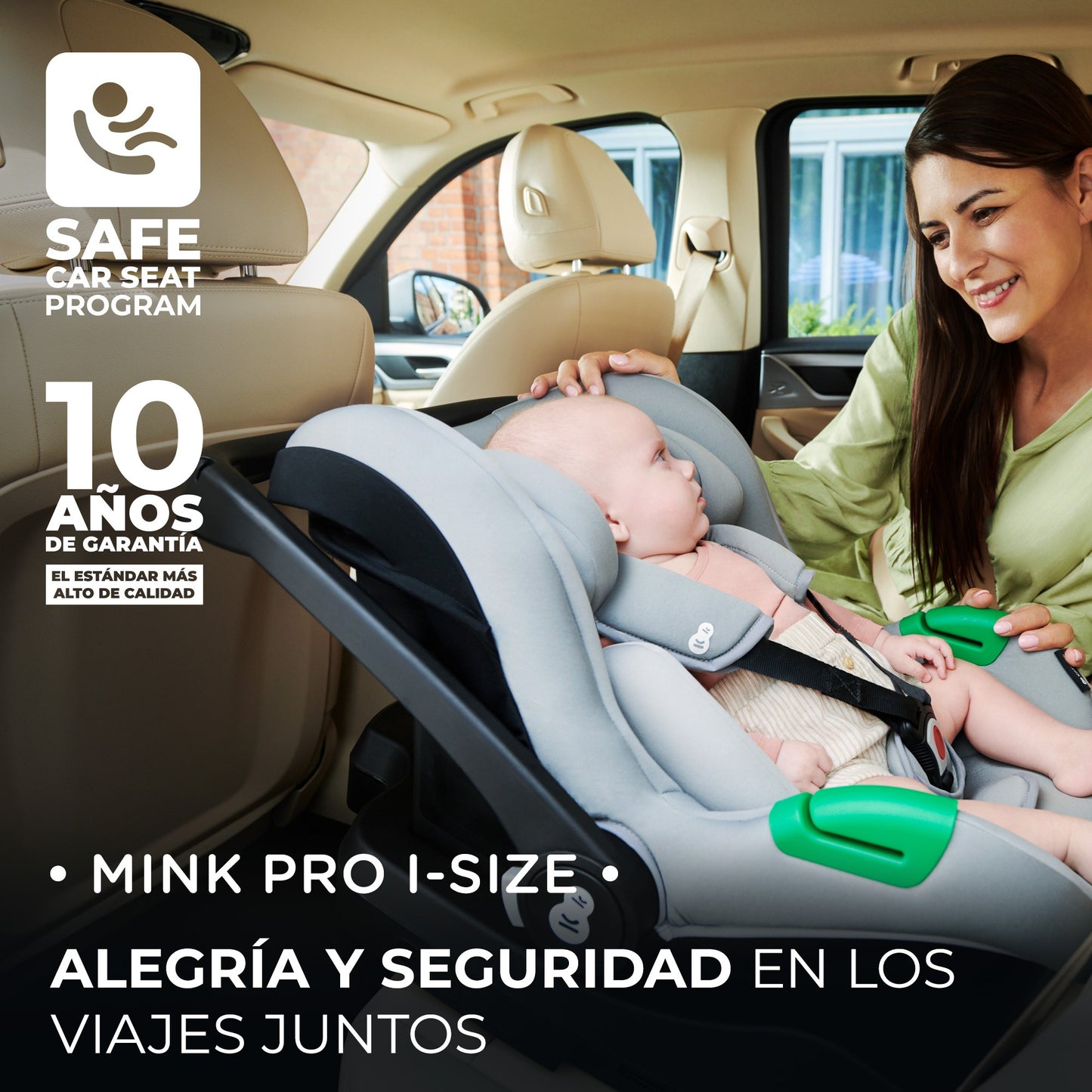 Kinderkraft - Carrito bebe NEWLY 4 en 1 con Mink Pro I-Size y Base Isofix, Ligera 3 Piezas hasta 22 kg