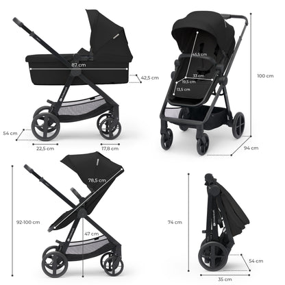 Kinderkraft - Carrito bebe NEWLY 4 en 1 con Mink Pro I-Size y Base Isofix, Ligera 3 Piezas hasta 22 kg