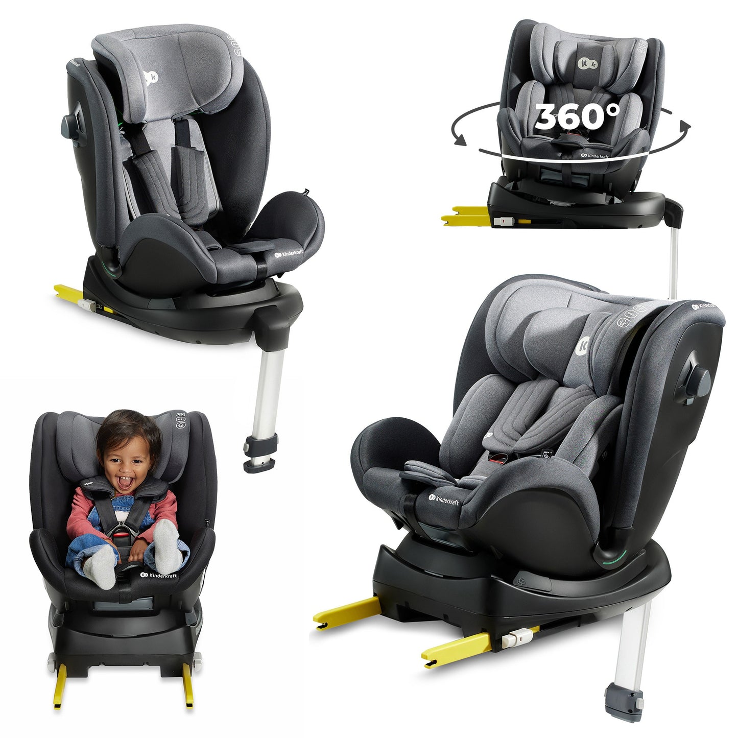 Kinderkraft - Silla de Auto XRIDER para bebé con Isofix - 40-125 cm hasta 7 años 360º, grupo 0 1 2