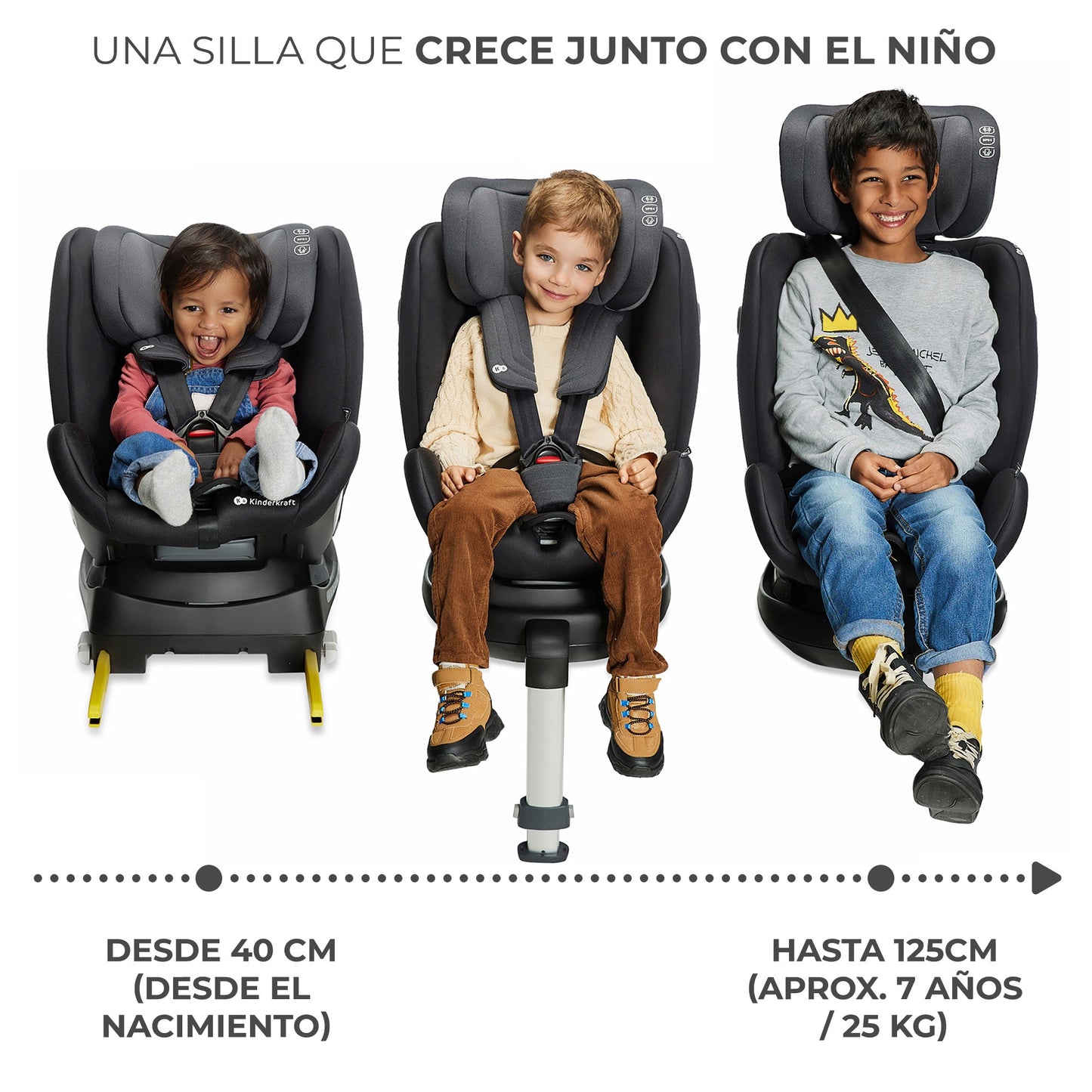 Kinderkraft - Silla de Auto XRIDER para bebé con Isofix - 40-125 cm hasta 7 años 360º, grupo 0 1 2
