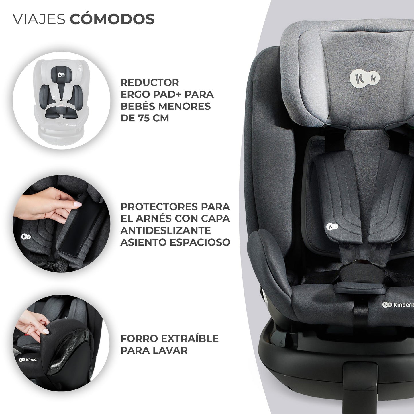 Kinderkraft - Silla de Auto XRIDER para bebé con Isofix - 40-125 cm hasta 7 años 360º, grupo 0 1 2