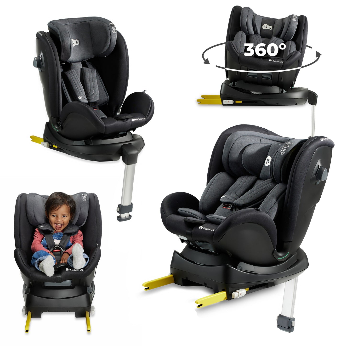 Kinderkraft - Silla de Auto XRIDER para bebé con Isofix - 40-125 cm hasta 7 años 360º, grupo 0 1 2