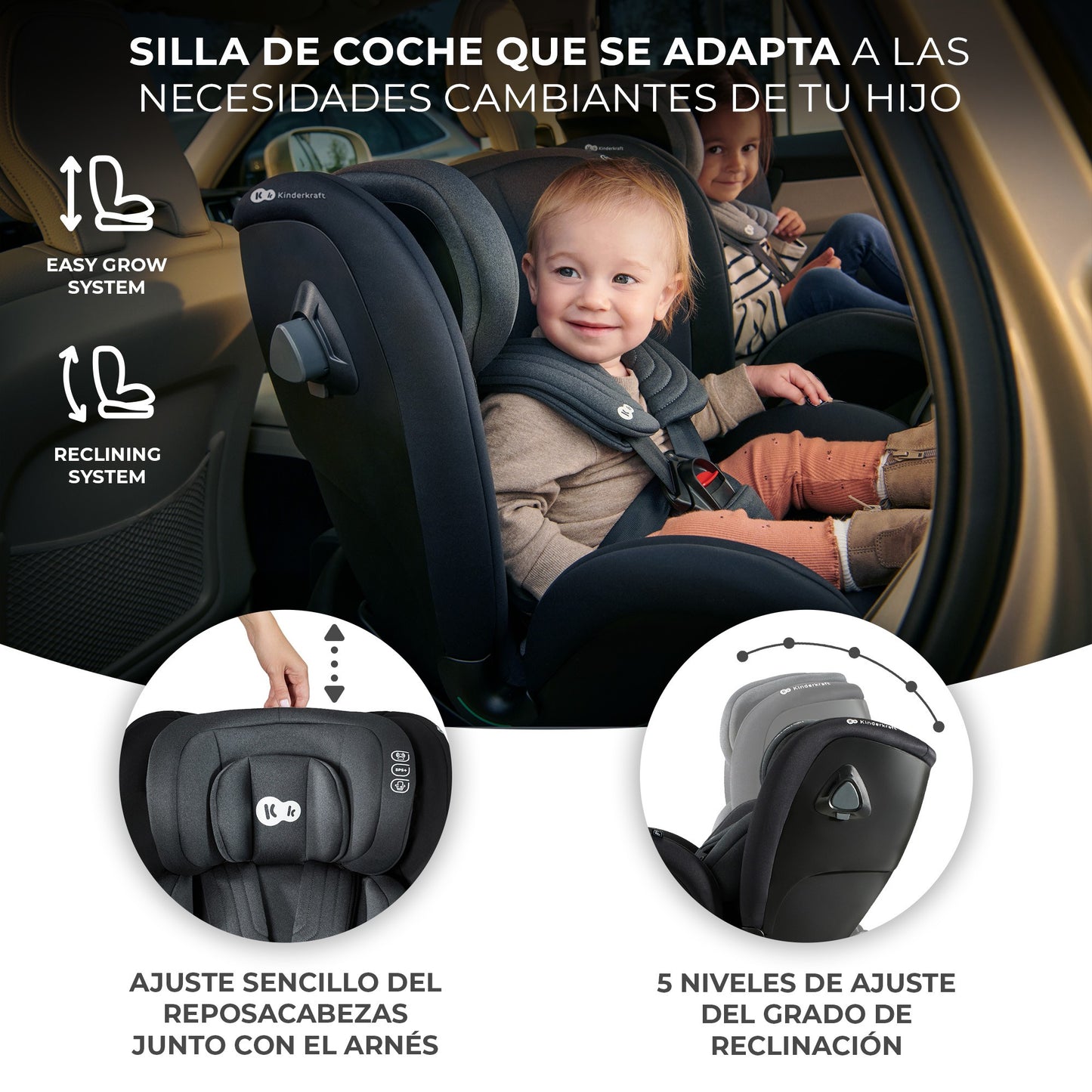 Kinderkraft - Silla de Auto XRIDER para bebé con Isofix - 40-125 cm hasta 7 años 360º, grupo 0 1 2