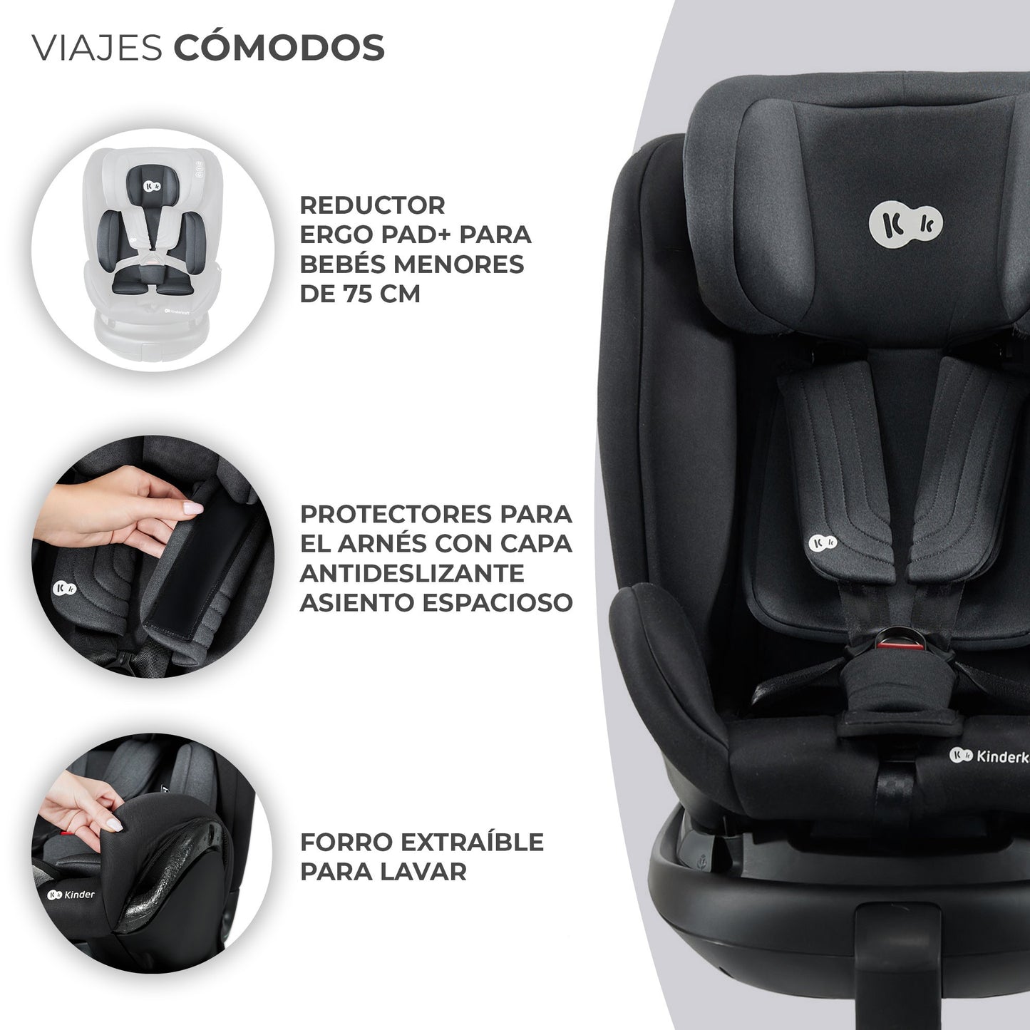 Kinderkraft - Silla de Auto XRIDER para bebé con Isofix - 40-125 cm hasta 7 años 360º, grupo 0 1 2