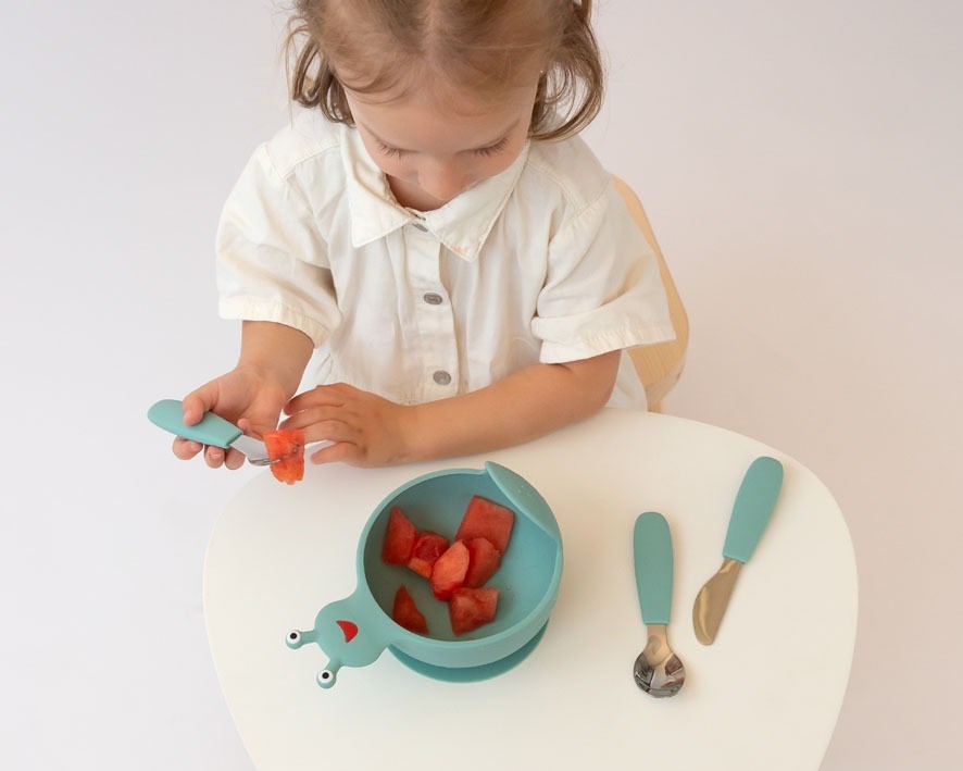 Set de Cubiertos Acero Inoxidable/Silicona de Kiokids