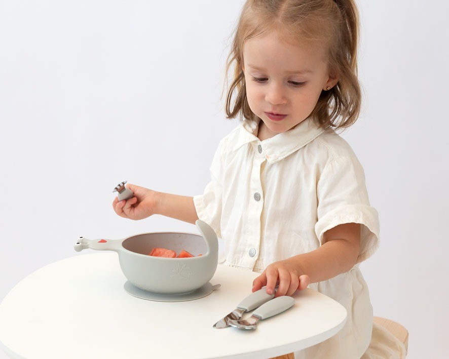 Set de Cubiertos Acero Inoxidable/Silicona de Kiokids