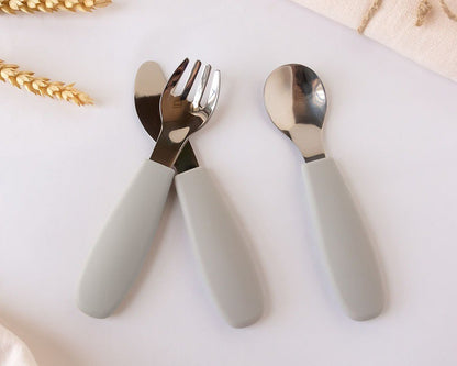 Set de Cubiertos Acero Inoxidable/Silicona de Kiokids