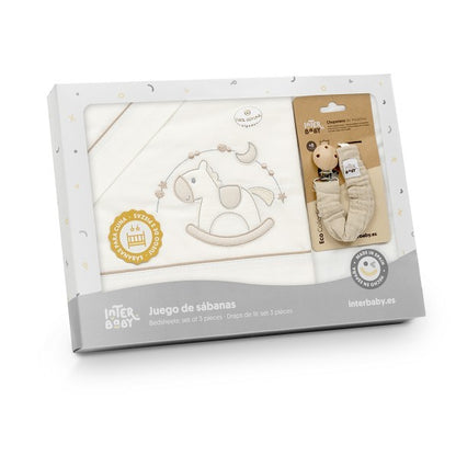 Conjunto de lençóis para berço Interbaby + porta-chupeta Horse