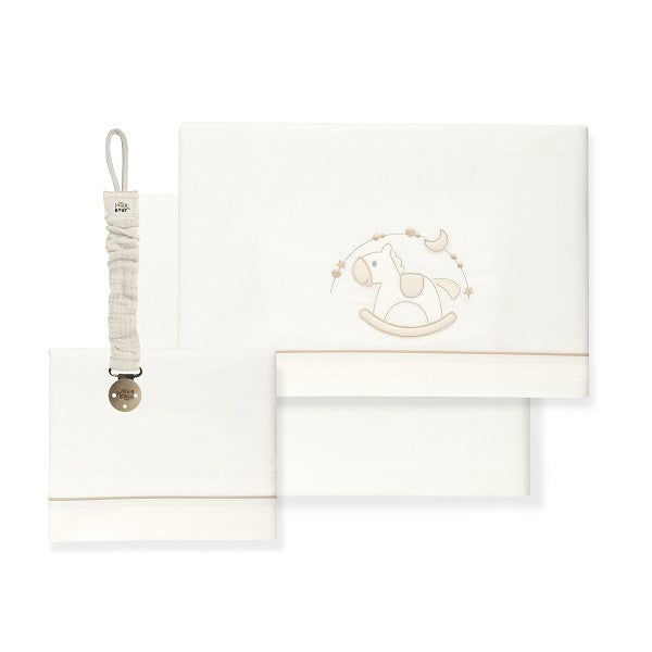 Conjunto de lençóis para berço Interbaby + porta-chupeta Horse
