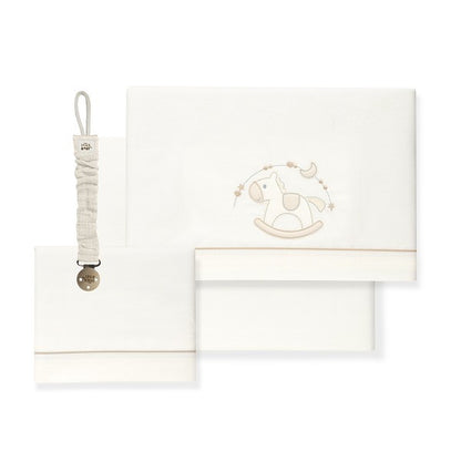 Conjunto de lençóis para berço Interbaby + porta-chupeta Horse