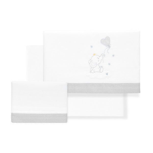 Conjunto de lençóis para berço com balão e elefante Interbaby + porta-chupeta