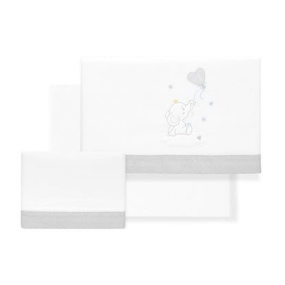 Conjunto de lençóis para berço com balão e elefante Interbaby + porta-chupeta