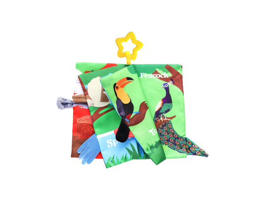 Kikkaboo Bird Tails Livro de pano educativo com mordedor