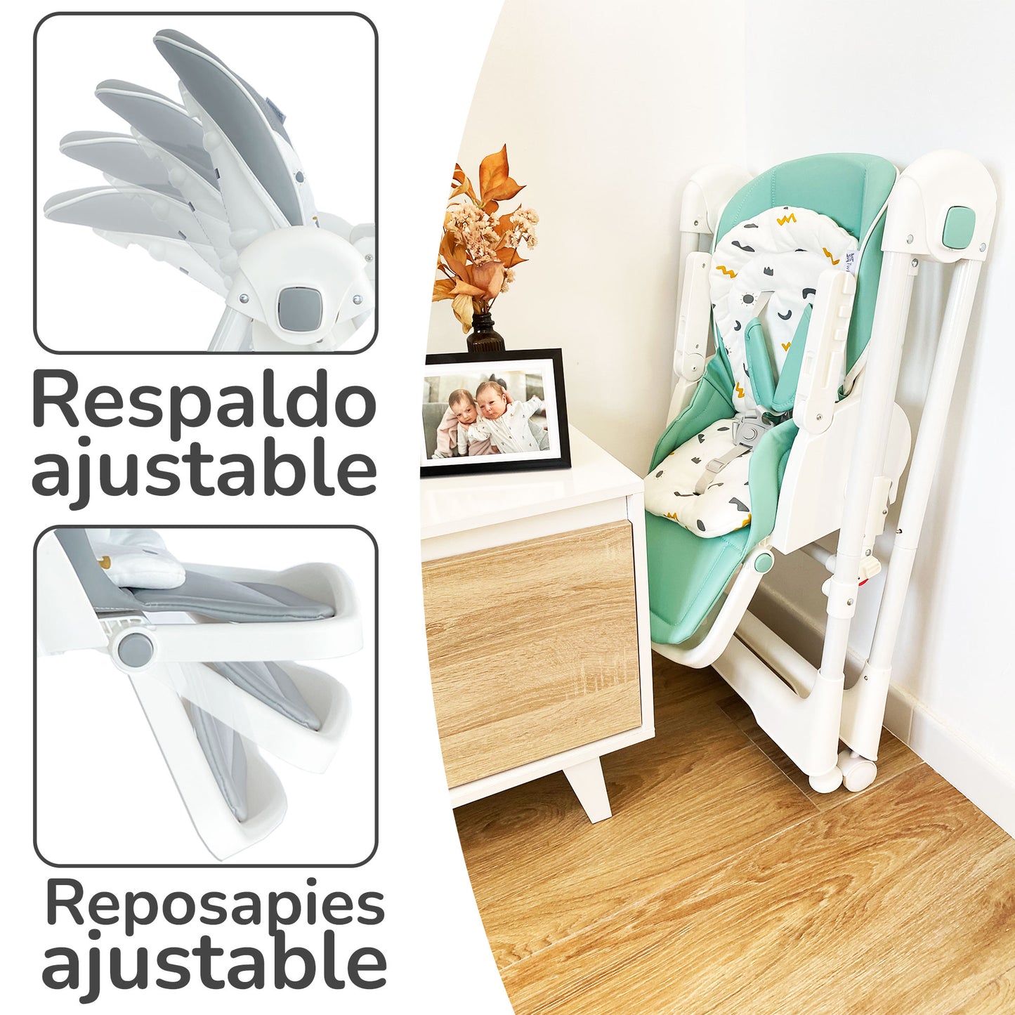 Trona Evolutiva bebé 3 en 1 Hamaca columpio y balancín Movity de Twinly