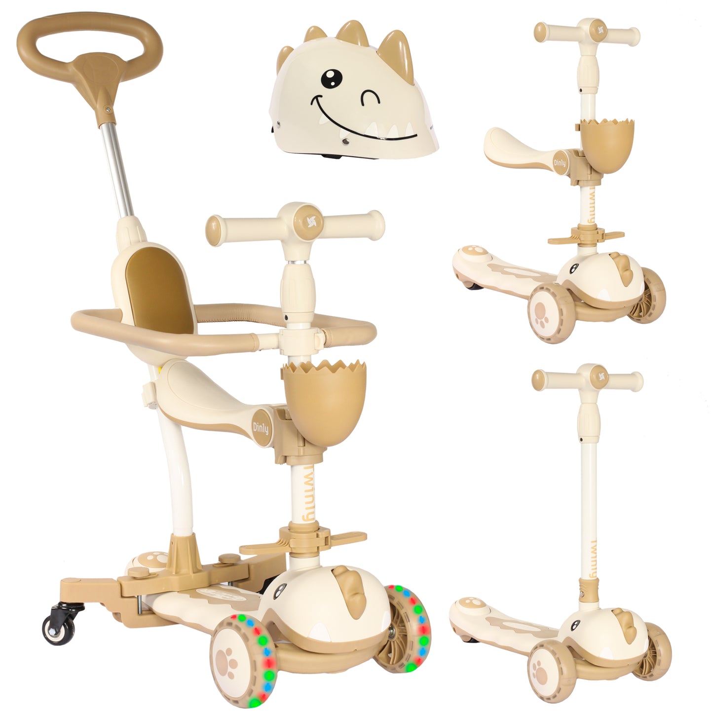 Scooter evolutiva DINLY 3 em 1 com capacete da Twinly 