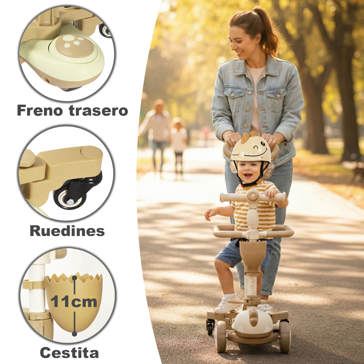 Patinete evolutivo 3 en 1 DINLY con Casco de Twinly