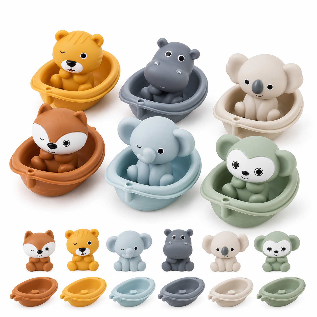 Set de Animales y Barquitos para el Baño – 12 Piezas de Twinly