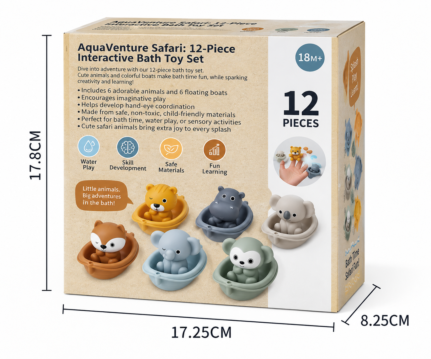 Set de Animales y Barquitos para el Baño – 12 Piezas de Twinly