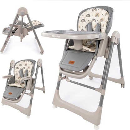 Twinly New Movity Trona Bebé Evolutiva 2 en 1, Hamaca y Columpio, Gris