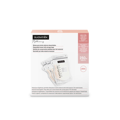 Bolsas para Leche Materna 250ml, pack 50 uds de Suavinex