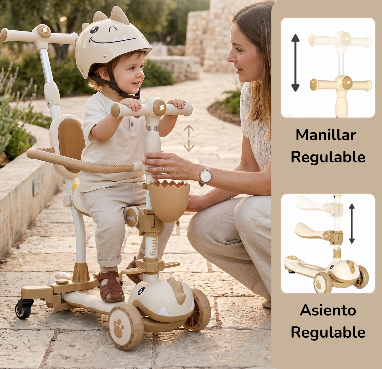 Patinete evolutivo 3 en 1 DINLY con Casco de Twinly
