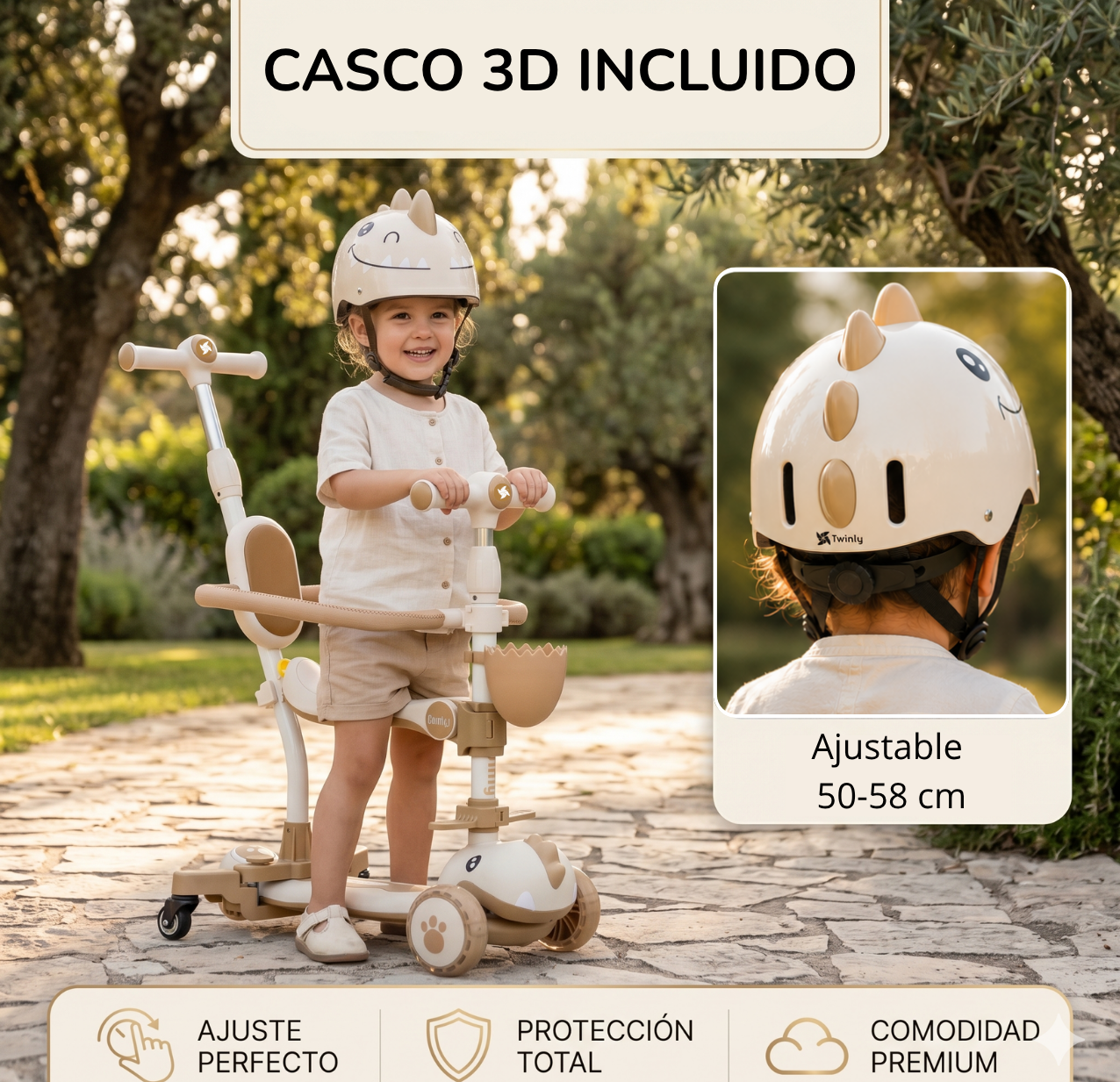 Patinete evolutivo 3 en 1 DINLY con Casco de Twinly