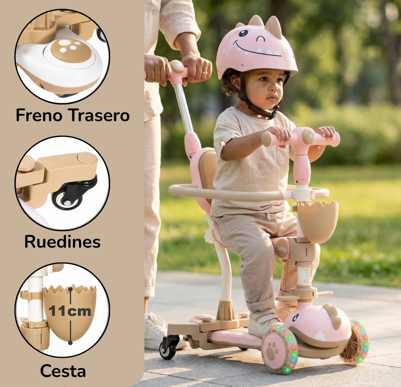 Patinete evolutivo 3 en 1 DINLY con Casco de Twinly