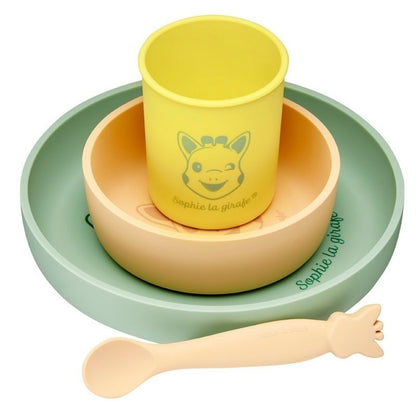 Set de Vajilla de Silicona para Bebé Sophie la Girafe – Mi Primer Pack de Comida (4 Piezas)