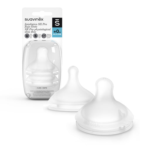 Tetina Biberón SX Pro™ Flujo Lento de Silicona, 2ud Suavinex