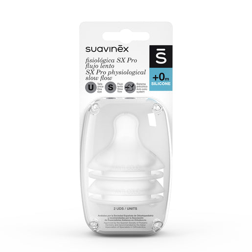 Tetina Biberón SX Pro™ Flujo Lento de Silicona, 2ud Suavinex