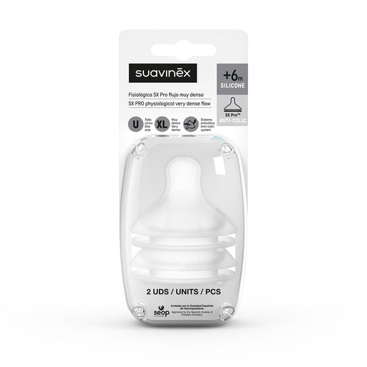 Tetina Biberón SX Pro™ Flujo Lento de Silicona, 2ud Suavinex