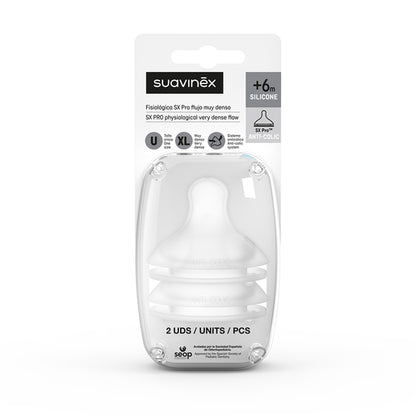 Tetina Biberón SX Pro™ Flujo Lento de Silicona, 2ud Suavinex
