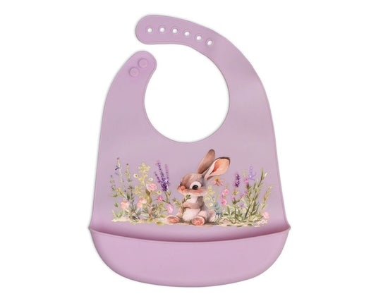 Babero Silicona Lavanda Conejito de Kiokids