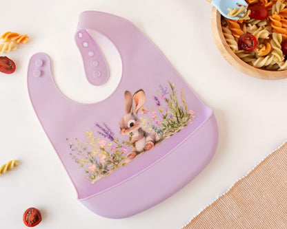 Babero Silicona Lavanda Conejito de Kiokids