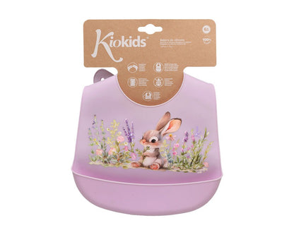 Babero Silicona Lavanda Conejito de Kiokids