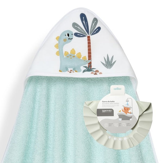 Capa de Baño Dinosaurio Palmera + Gorro de Interbaby