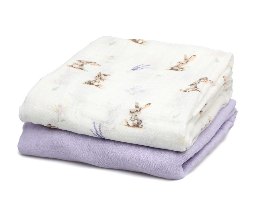 Set 2 Muselinas Lavanda Bambú de kiokids