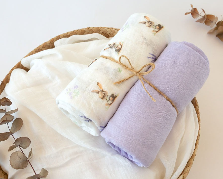 Set 2 Muselinas Lavanda Bambú de kiokids