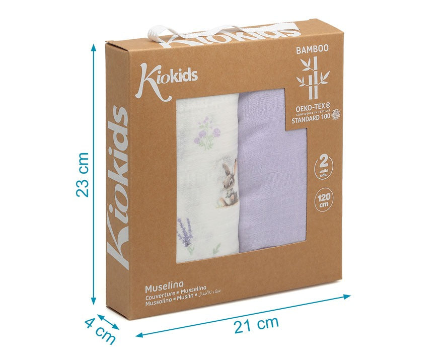 Set 2 Muselinas Lavanda Bambú de kiokids