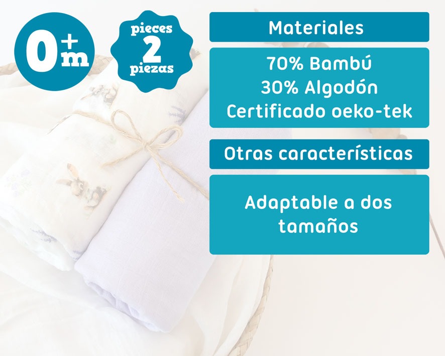 Set 2 Muselinas Lavanda Bambú de kiokids