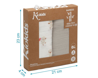 Set 2 Muselinas Patitos Bambú de kiokids