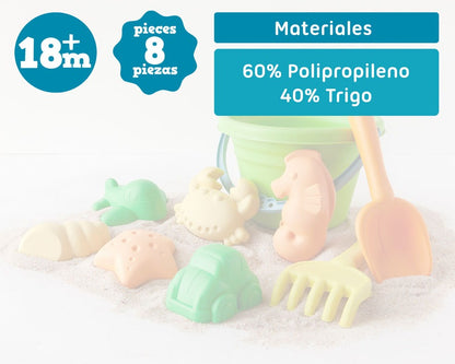 Set de Playa Cubo con 8 Piezas de Kiokids