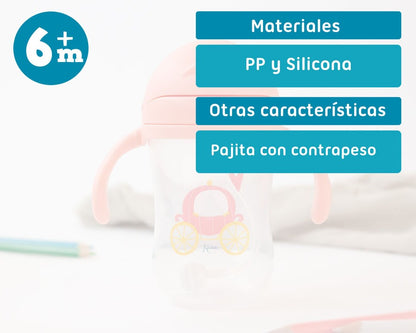 TAZA APRENDIZAJE CON PAJITA STEP 3 300ML CON ASAS DE KIOKIDS