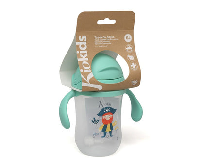 TAZA APRENDIZAJE CON PAJITA STEP 3 300ML CON ASAS DE KIOKIDS